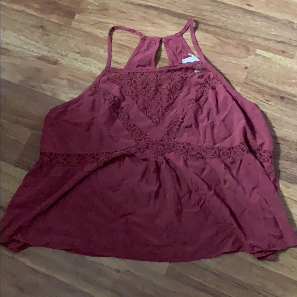 maroon/nude tank